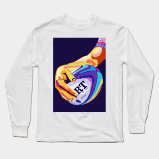 Rugby Union Wpap Pop Art Long Sleeve T-Shirt